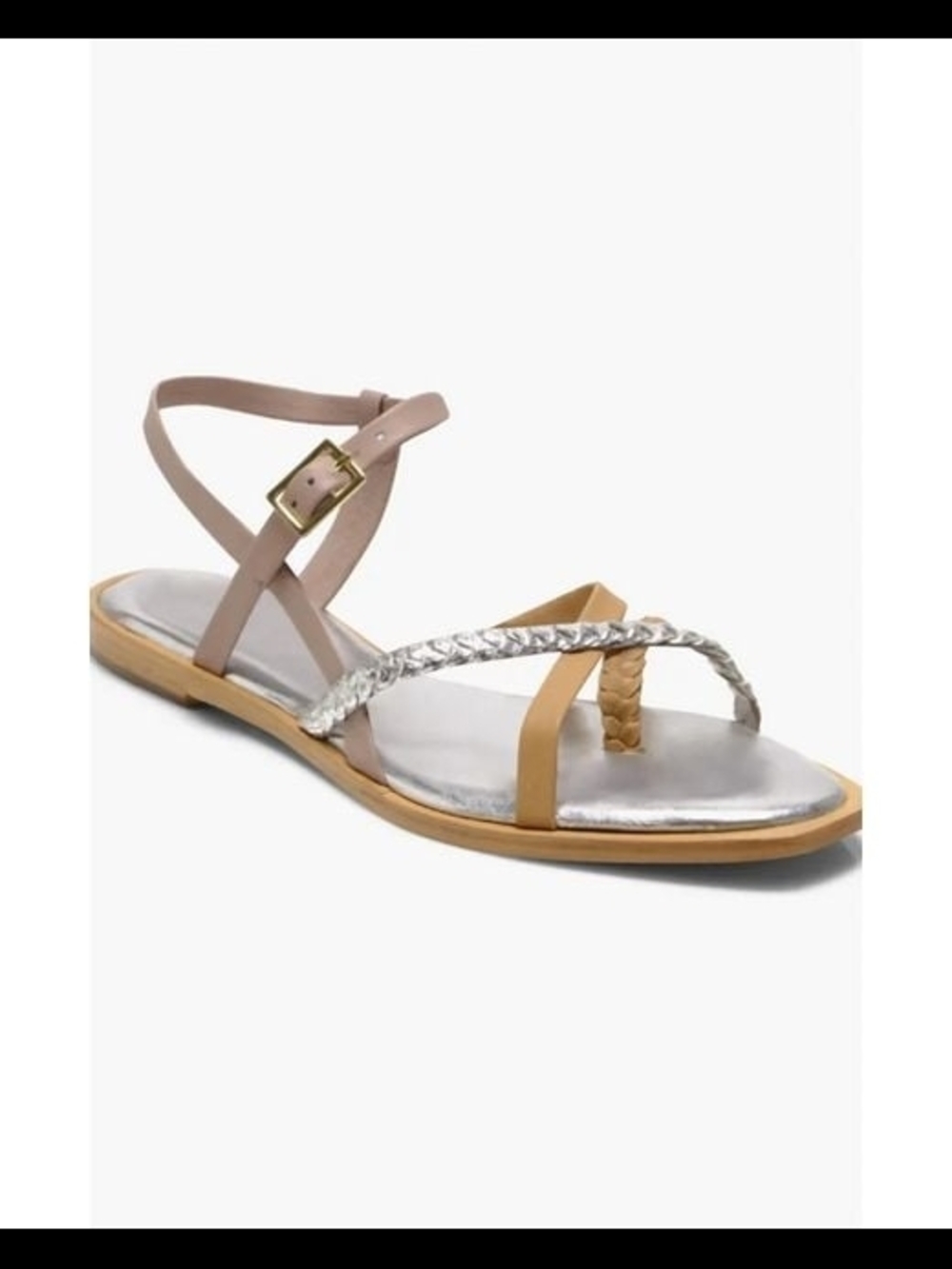 Free People Women’s Taupe and Silver Strappy Braided Sandal Size 10